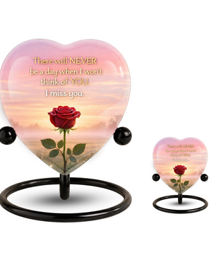 Rose Flower Heart Cremation Urn for Human Ashes – Memorial Keepsake Urn