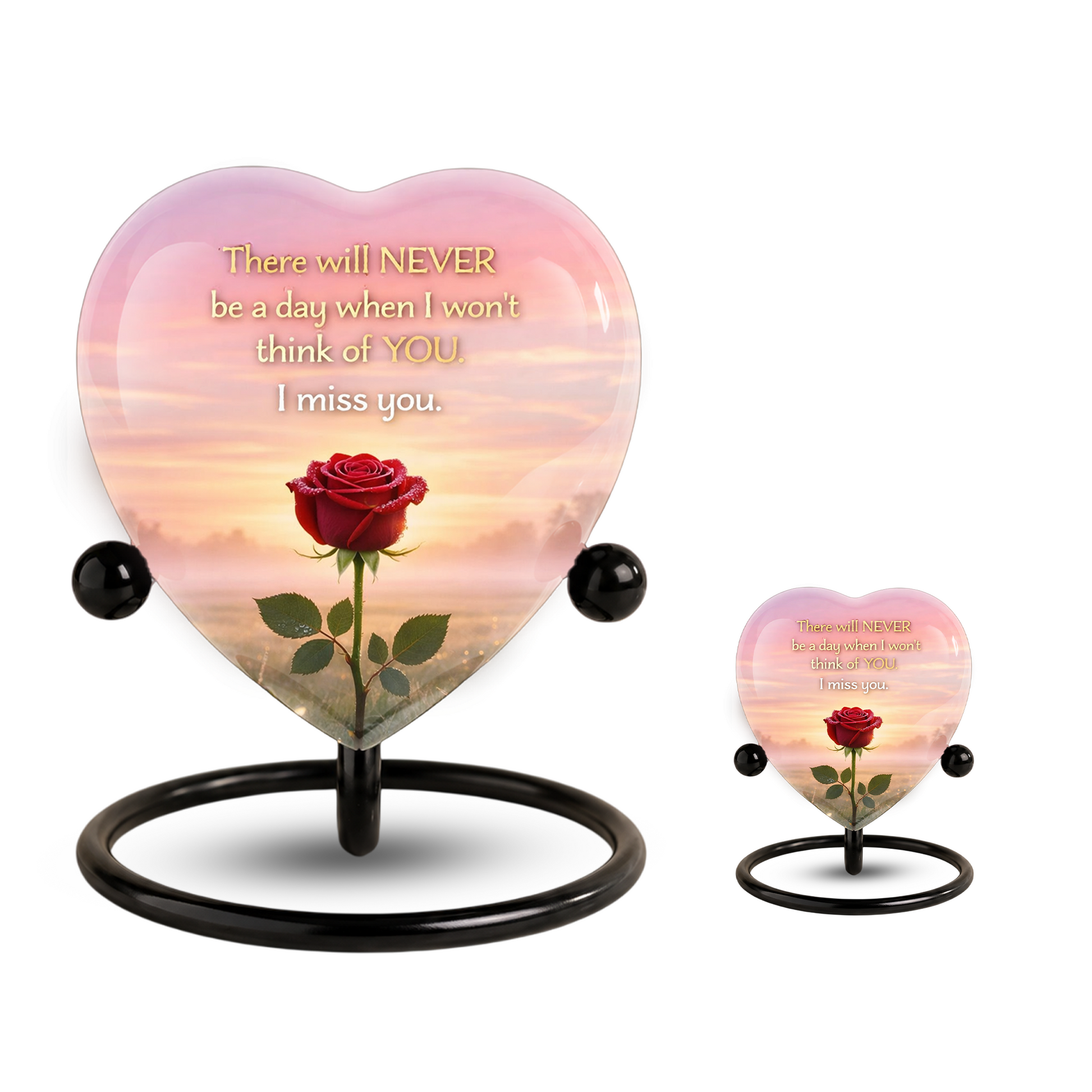 Rose Flower Heart Cremation Urn for Human Ashes – Memorial Keepsake Urn