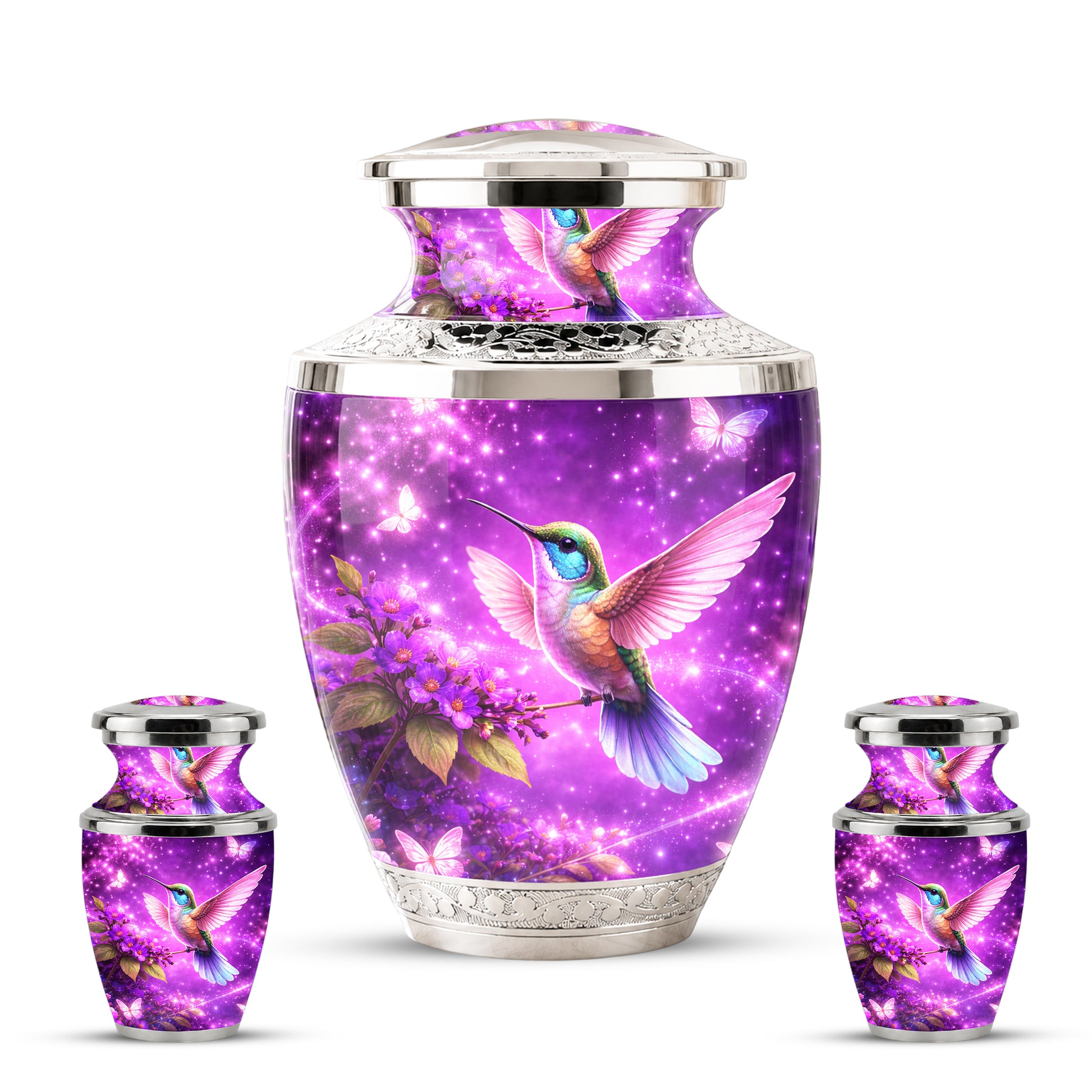 Purple Hummingbird Cremation Urn for Mom, Urn for Human Ashes, Memorial Urn for Mother