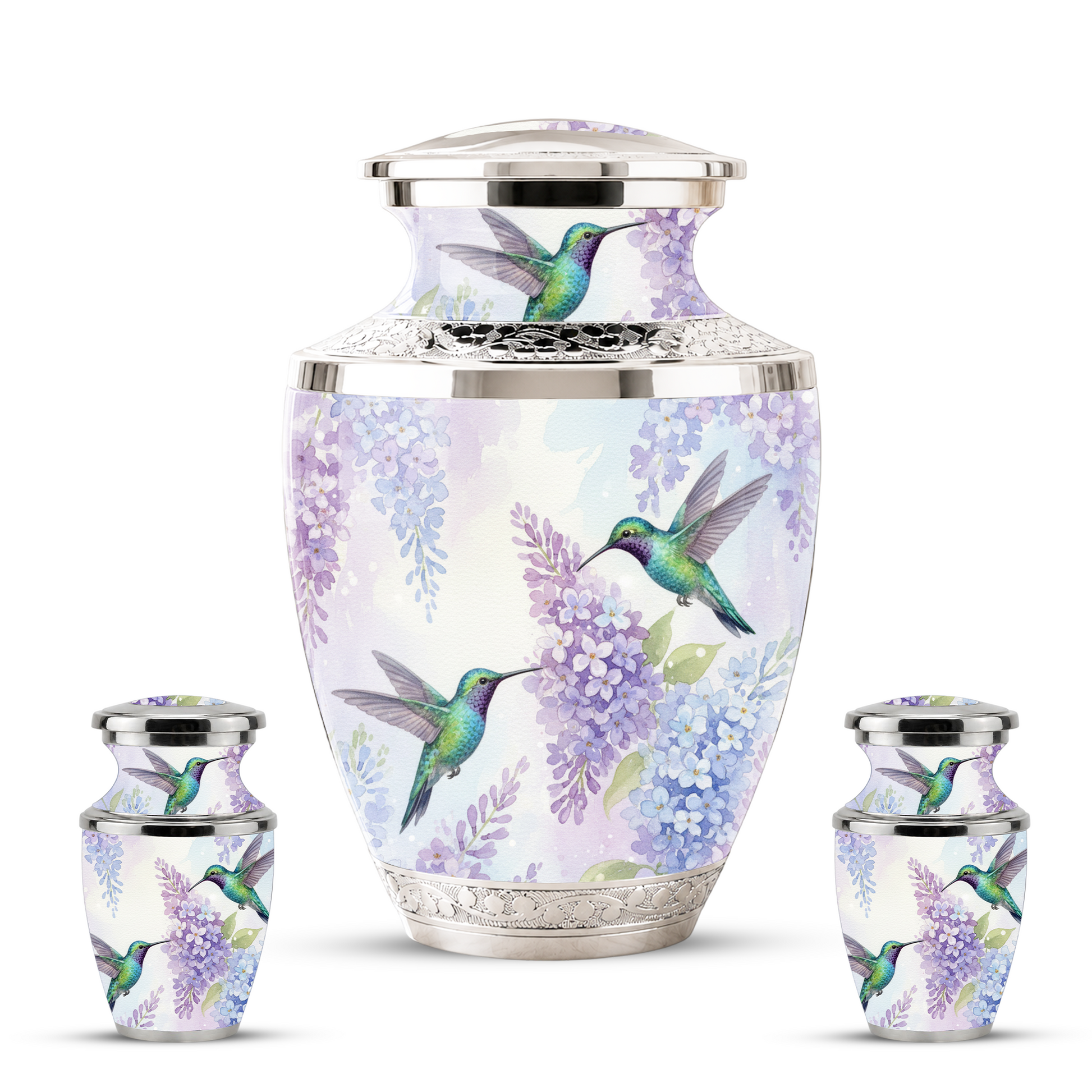 Green Hummingbird Cremation Urn - Couple Humming Bird Urn For Companion