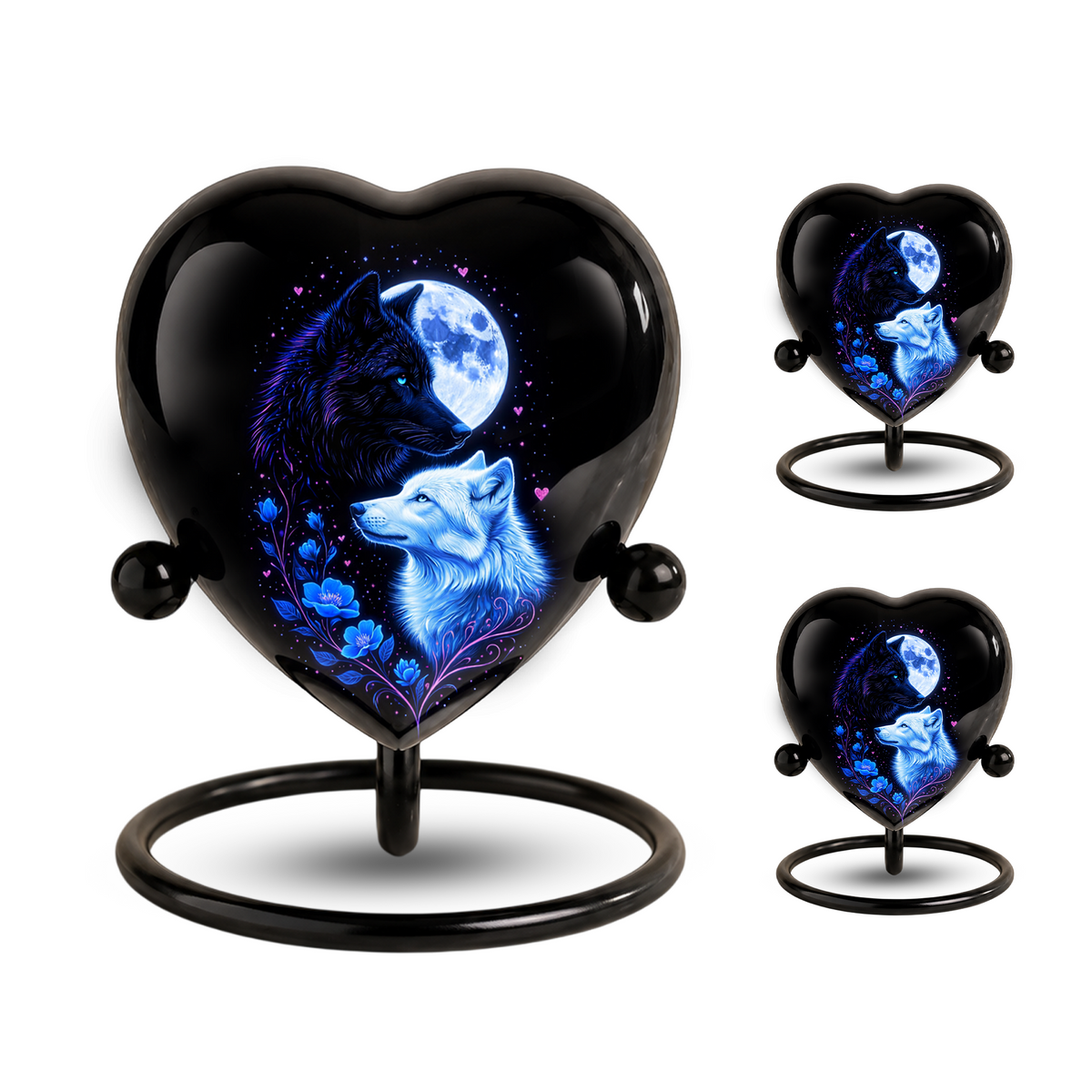 Wolf & Moon Heart Adult Urn – Adult Urn, Urns for Adult Ashes,Adult Cremation Urns