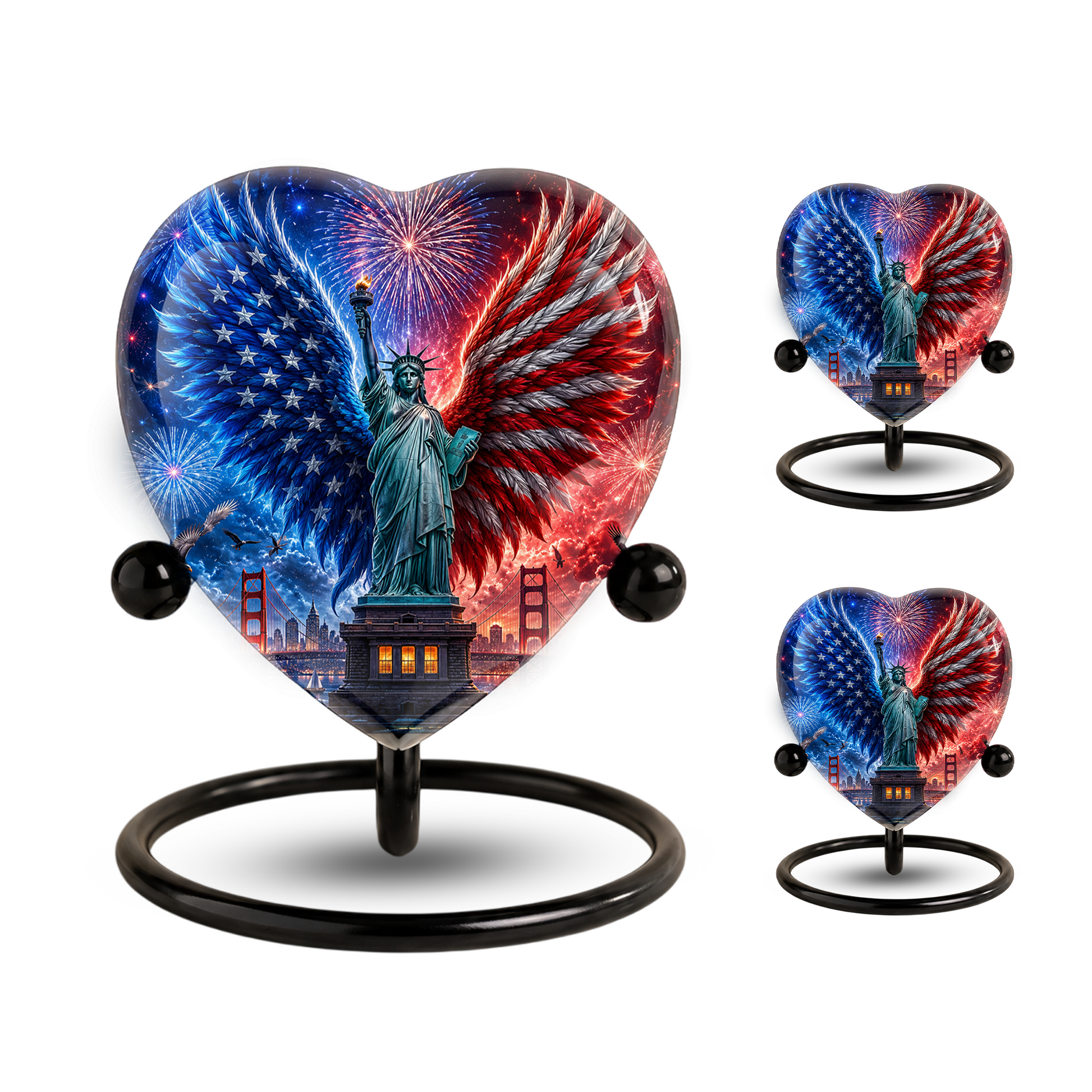 American Eagle Wings Statue of Liberty Urn – Adult Urn for Ashes, Patriotic Cremation Urn