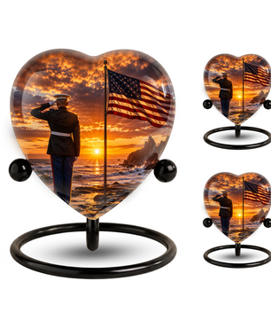 American Flag Urn for Dad, Personalized Military Cremation Urn for Men, Patriotic Adult Urn for Father