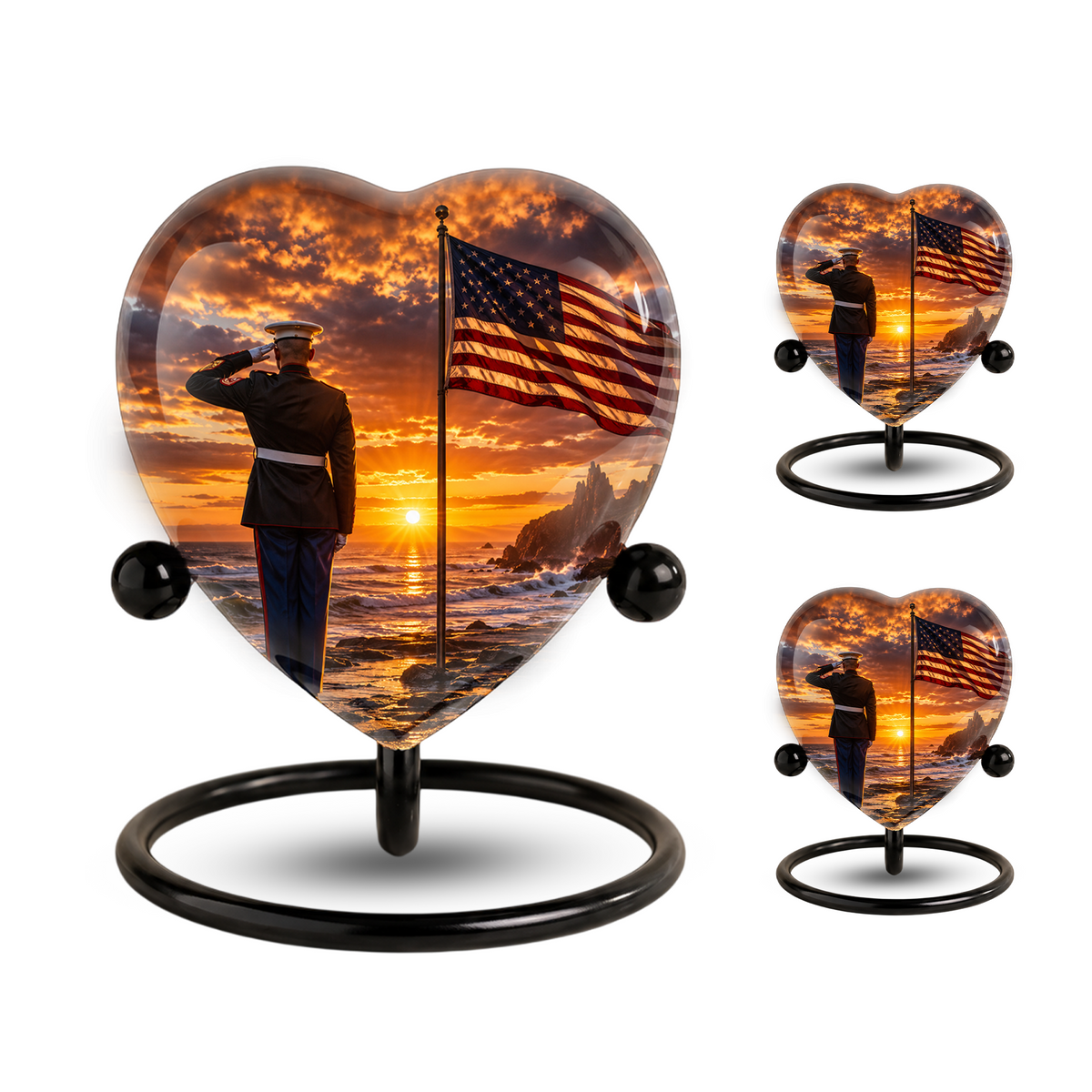 American Flag Urn for Dad, Personalized Military Cremation Urn for Men, Patriotic Adult Urn for Father