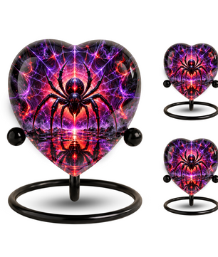 Spider Cremation Urn for Ashes, Gothic Spider Memorial Urn, Black Widow Spider Urn, Web Themed Adult Urn, Personalized Heart Shaped Urn