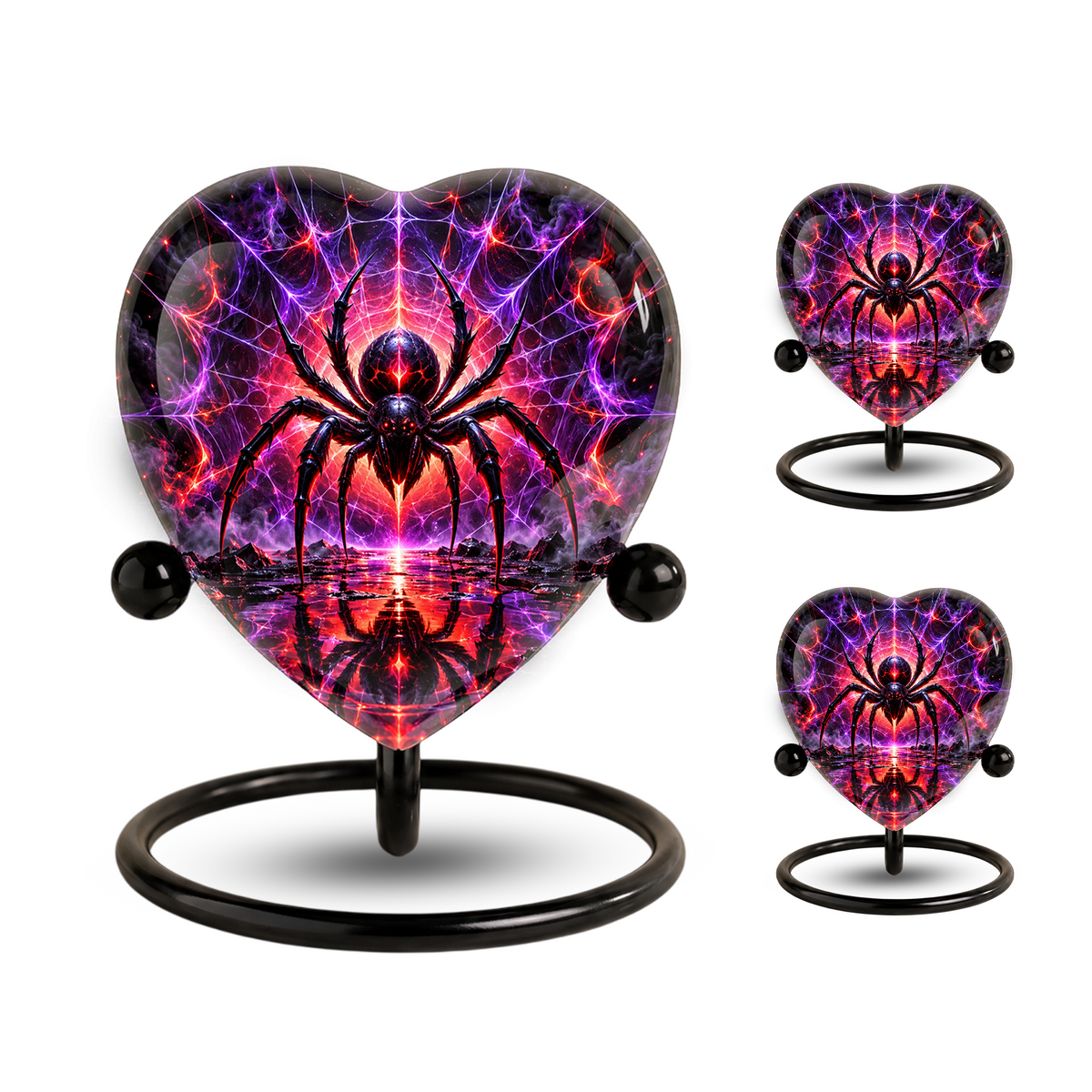 Spider Cremation Urn for Ashes, Gothic Spider Memorial Urn, Black Widow Spider Urn, Web Themed Adult Urn, Personalized Heart Shaped Urn