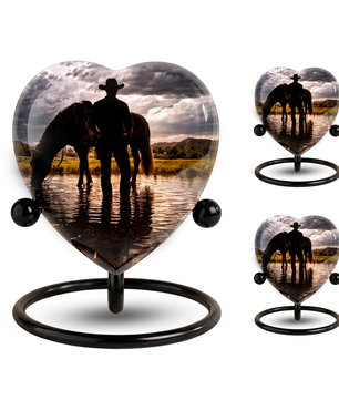 Horse & Cowboy Dad Urn for Ashes | Personalized Urn for Dad, Father & Son