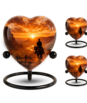 Cowboy Sunset Urn for Dad | Personalized Western Urn for Father & Ashes