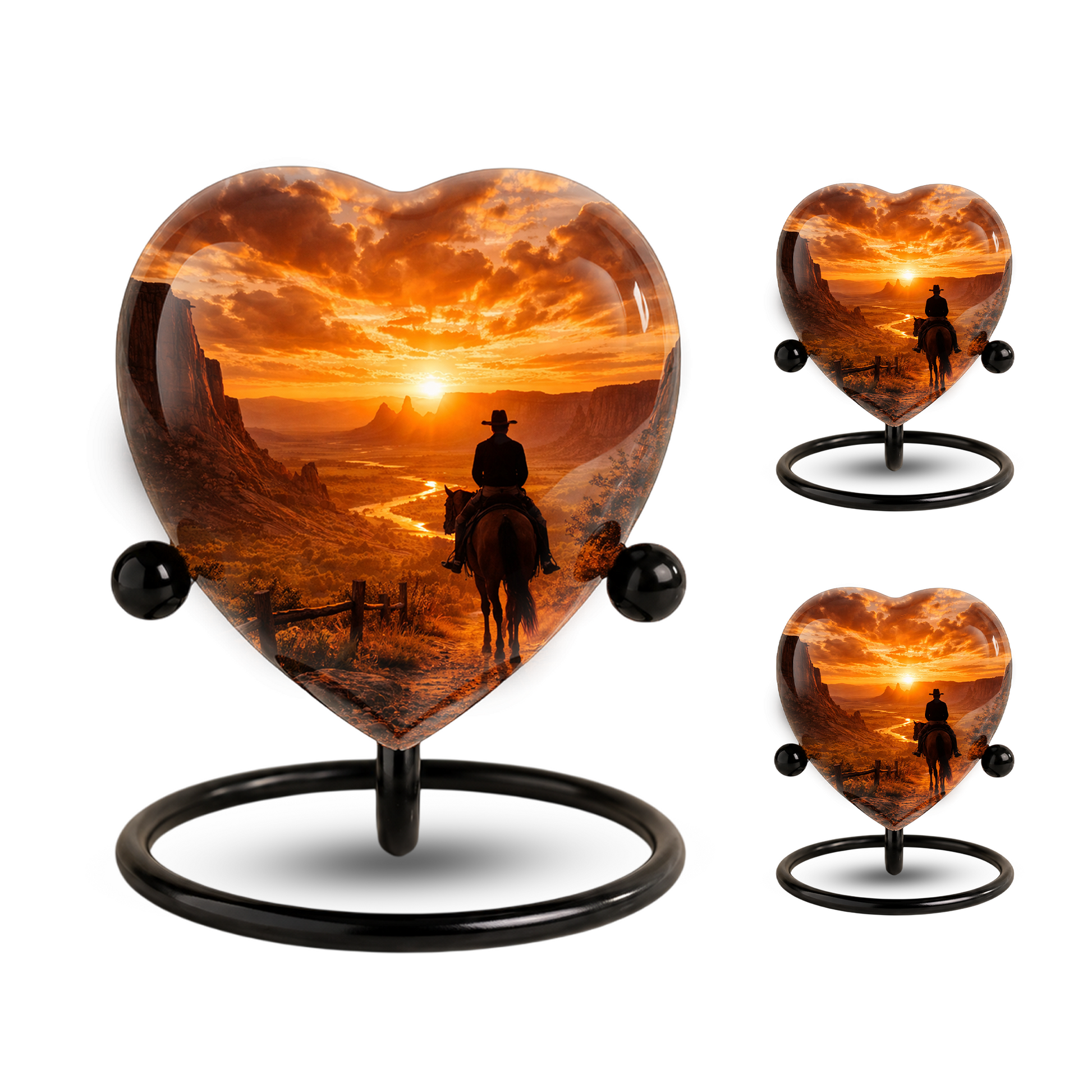 Cowboy Sunset Urn for Dad | Personalized Western Urn for Father & Ashes