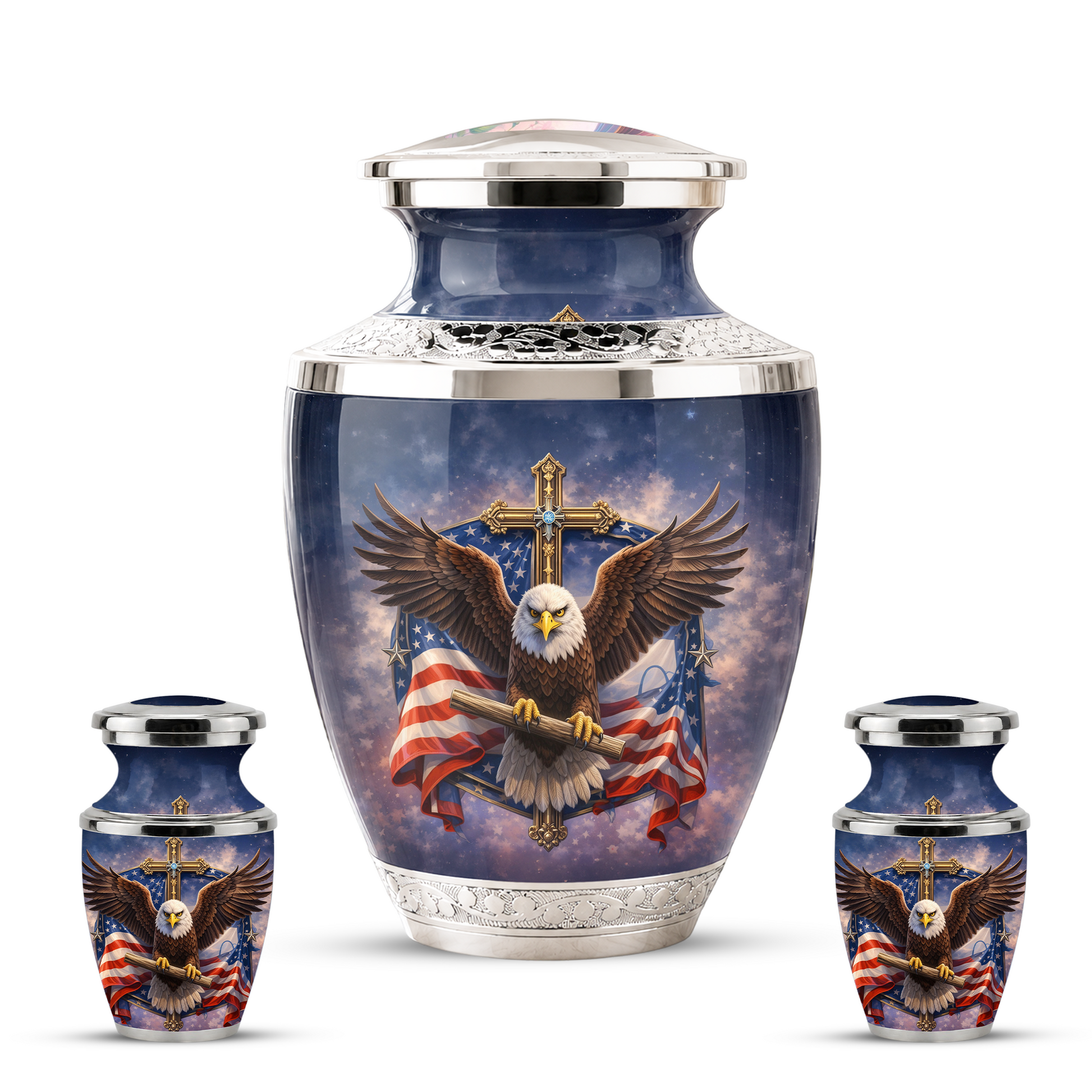 Eagle American Flag Cremation Urn for Dad, Patriotic Memorial Urn for Father, Military Keepsake