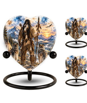 Native American Wolf Adult Cremation Urn for Ashes, Personalized Wolf Memorial Urn,