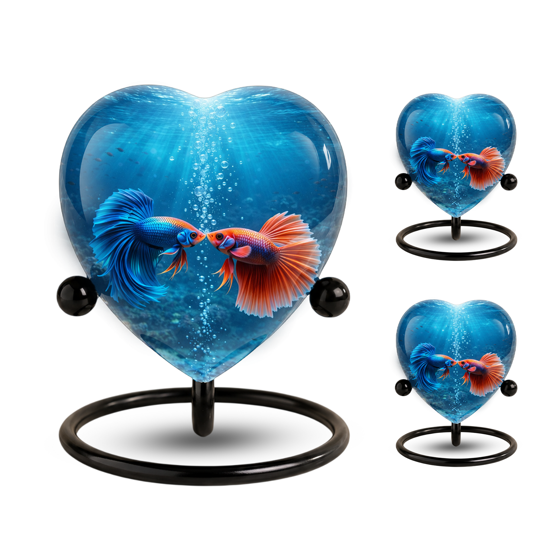 Heart-Shaped Betta Fish Cremation Urn – Beautiful Memorial Keepsake Urn for Adult Ashes, Unique Fish Urn for Loved Ones