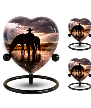 Cowboy Heart Urn for Dad, Personalized Keepsake Urn for Dad Memorial Urn for Men