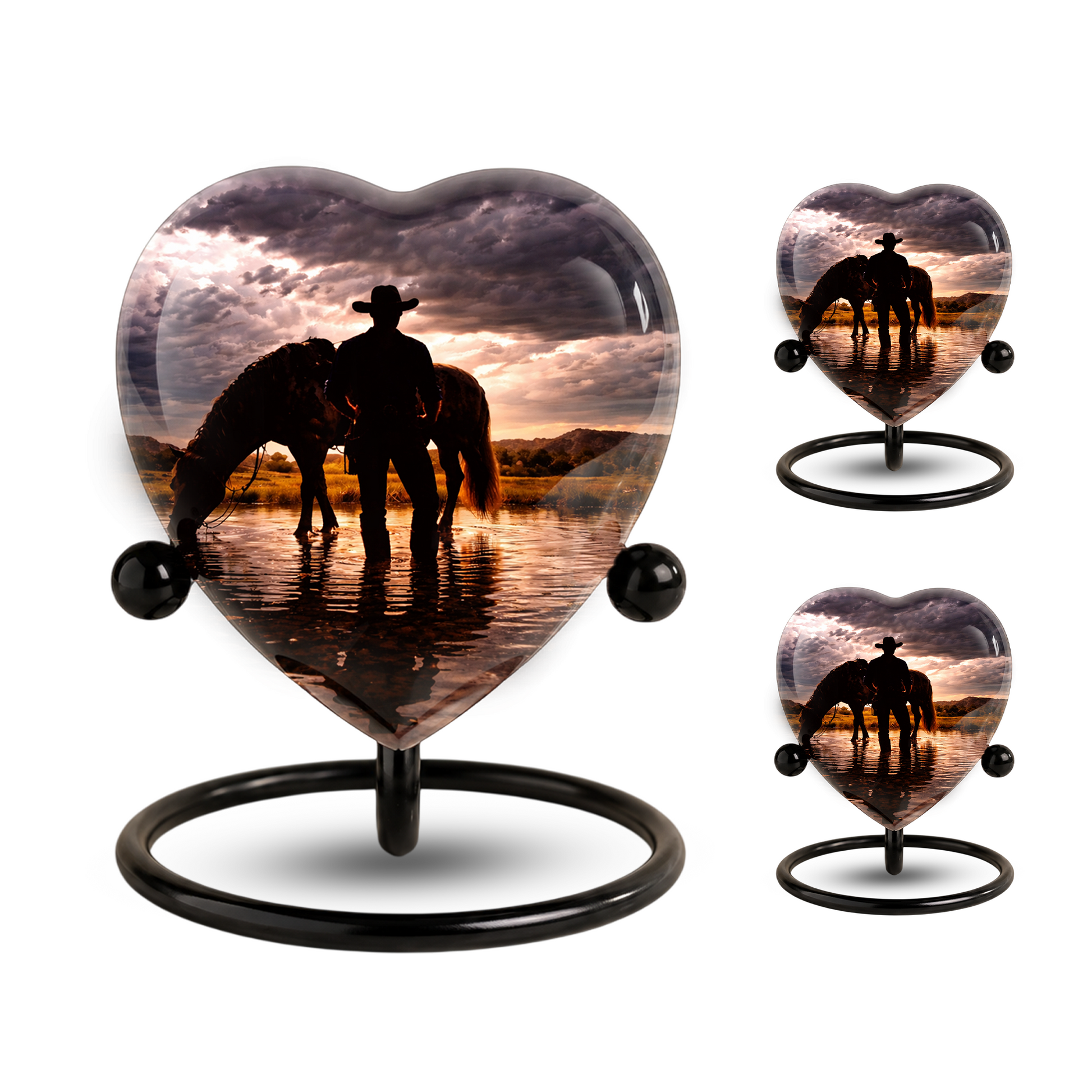 Cowboy Heart Urn for Dad, Personalized Keepsake Urn for Dad Memorial Urn for Men