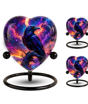 Raven Heart Cremation Urn for Adults – Unique Adult Urn for Ashes