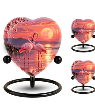 Flamingo Heart Adult Cremation Urn for Ashes, Personalized Memorial Urn for Adults,