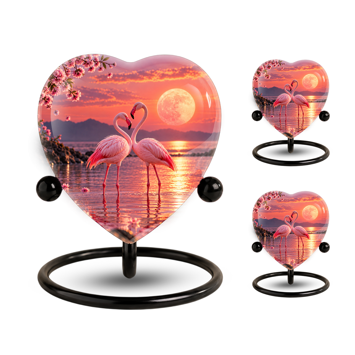 Flamingo Heart Adult Cremation Urn for Ashes, Personalized Memorial Urn for Adults,