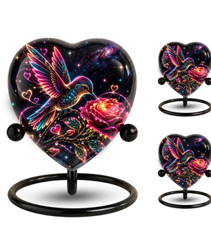 Hummingbird and Rose Urn for Ashes, Celestial Floral Adult Cremation Urn