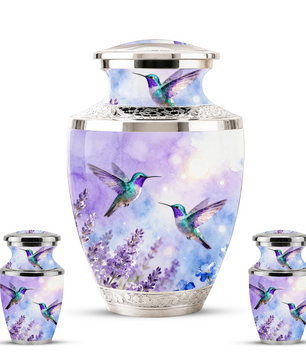 Purple Hummingbird Cremation Urn for Mom, Urn for Human Ashes, Custom Urn for Mother