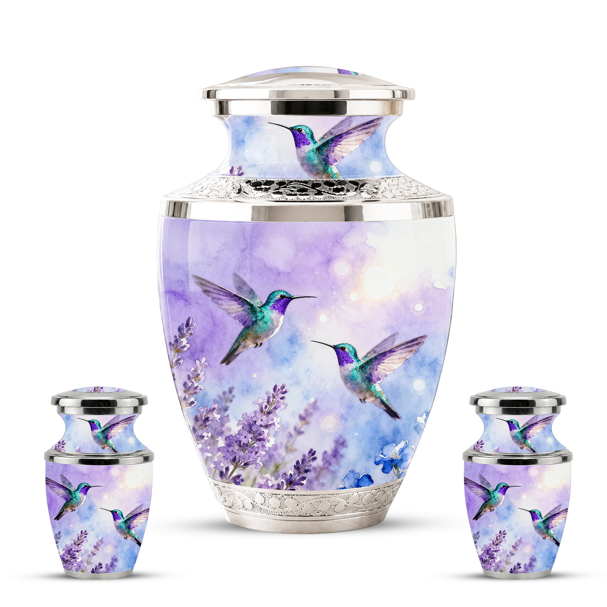 Purple Hummingbird Cremation Urn for Mom, Urn for Human Ashes, Custom Urn for Mother