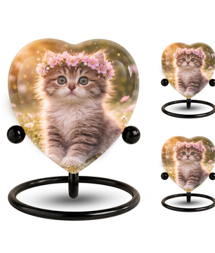 Cat Urn Heart-Shaped Memorial – Beautiful Adult Cremation Urn for Cat Ashes