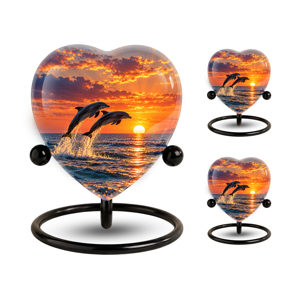 Dolphin Couple Cremation Urn for Ashes, Dolphin Memorial Urn, Personalized Ocean Urn, Heart Shaped Cremation Urn,