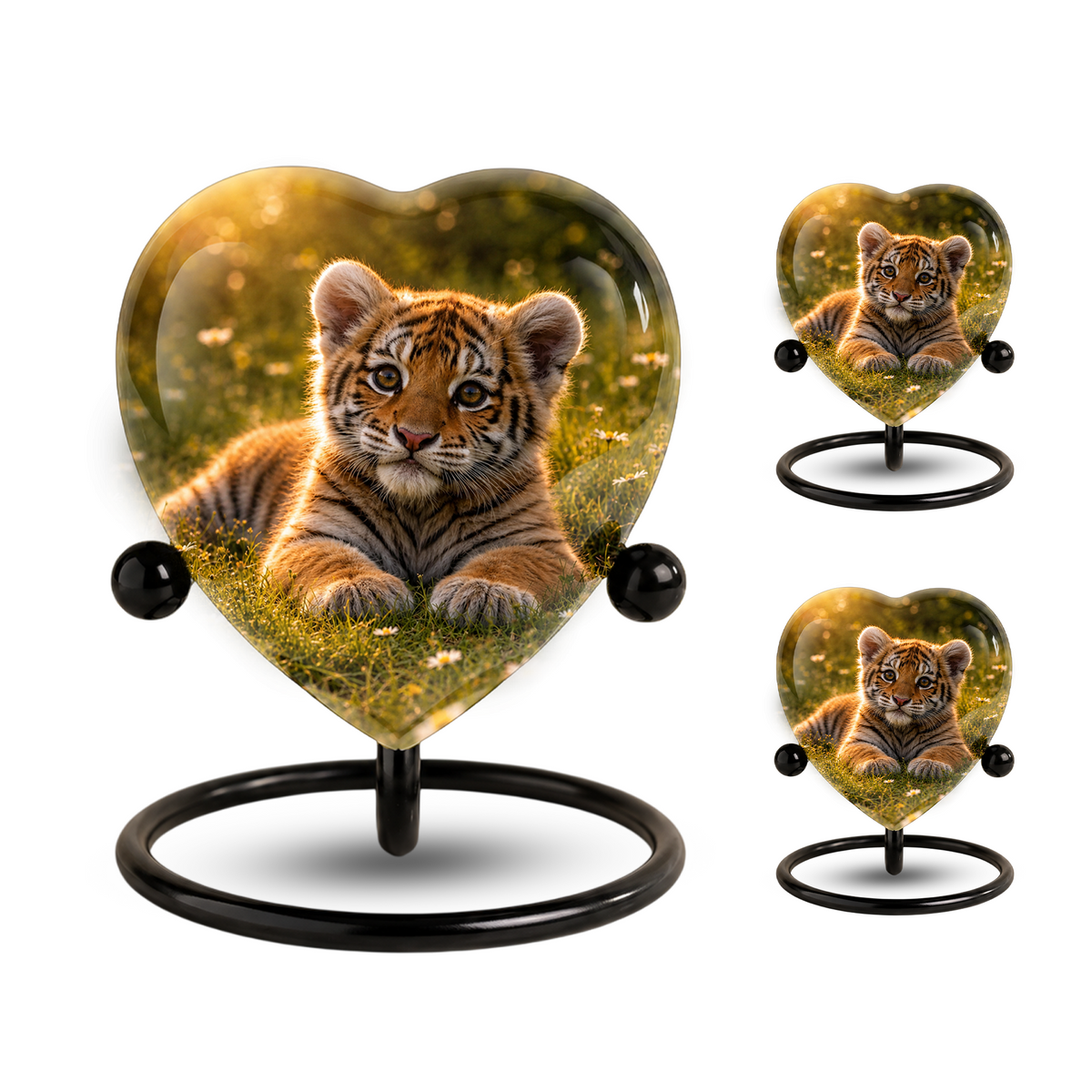 Tiger Urn for Ashes, Heart Shaped Memorial Urn, Personalized Tiger Cremation Urn