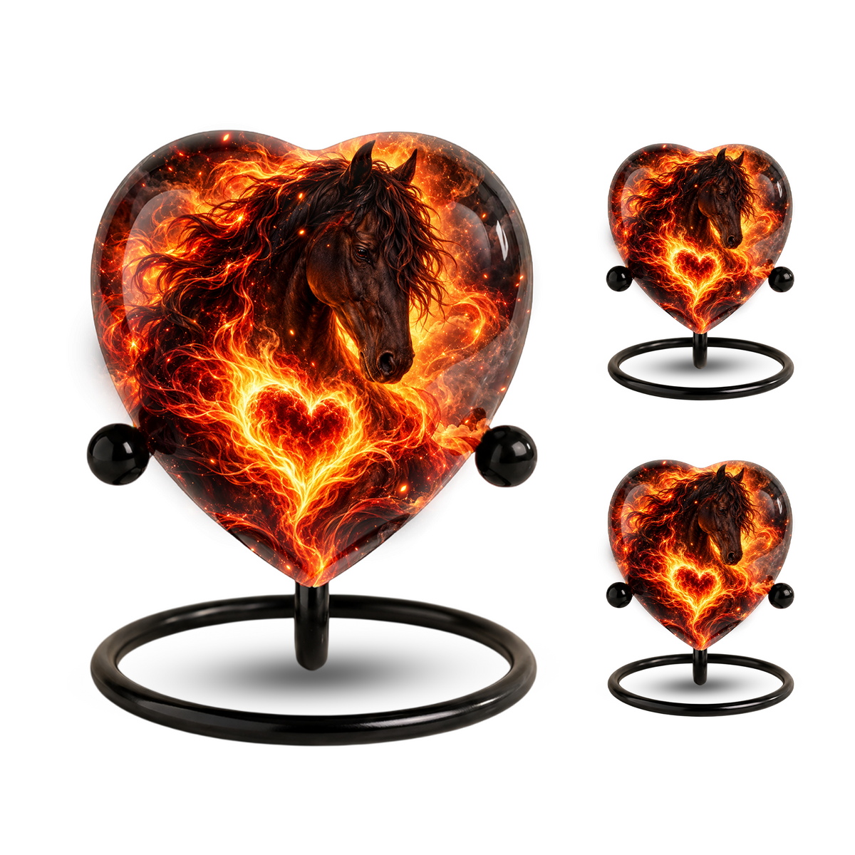 Optimized SEO Title Fiery Horse Heart Cremation Urn for Ashes, Personalized Adult Memorial Urn, Horse Cremation Urn