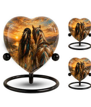 Personalized Horse Urn for Mom, Native American Cremation Urn for Women, Adult Female Memorial Urn, Custom Urn for Mother
