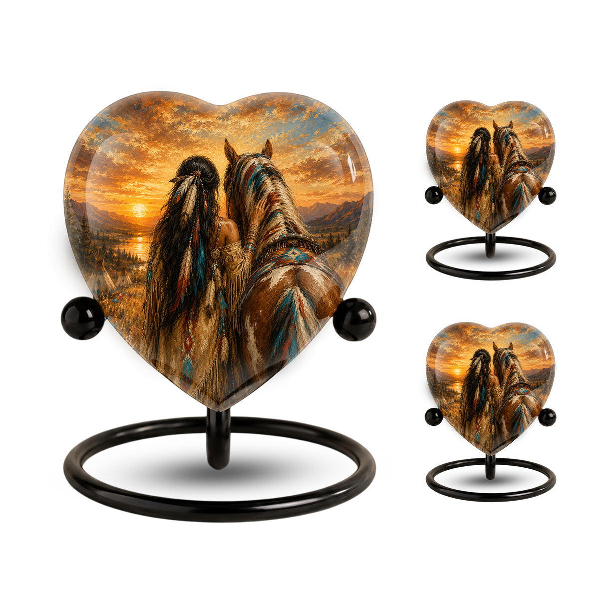 Personalized Horse Urn for Mom, Native American Cremation Urn for Women, Adult Female Memorial Urn, Custom Urn for Mother