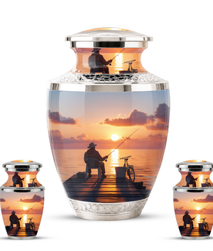 Gone Fishing Cremation Urn for Dad, Personalized Fisherman Funeral Urn for Male