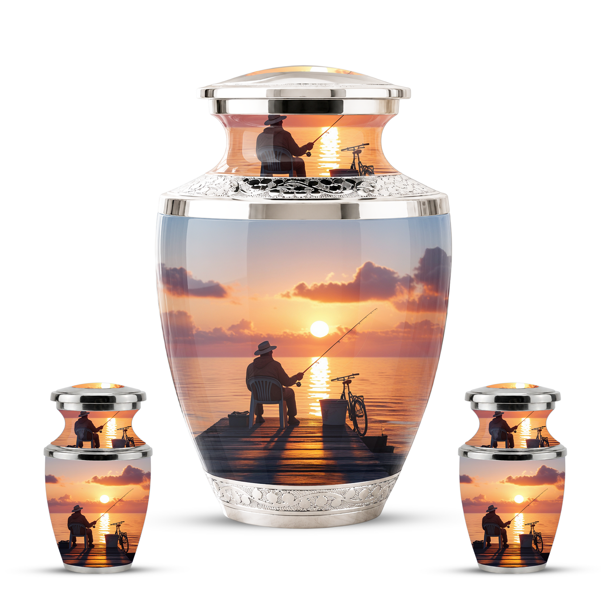 Gone Fishing Cremation Urn for Dad, Personalized Fisherman Funeral Urn for Male