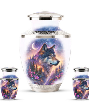 Wolf Cremation Urn for Dad, Wolf Memorial Urn for Men, Personalized Keepsake Ashes Urn