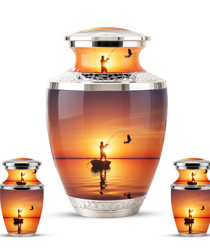 Gone Fishing Cremation Urn for Dad, Personalized Fishing Urn for Human Ashes