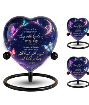 Butterfly Heart Shaped Urn for Ashes – Beautiful Memorial Butterfly Urn for Human Ashes