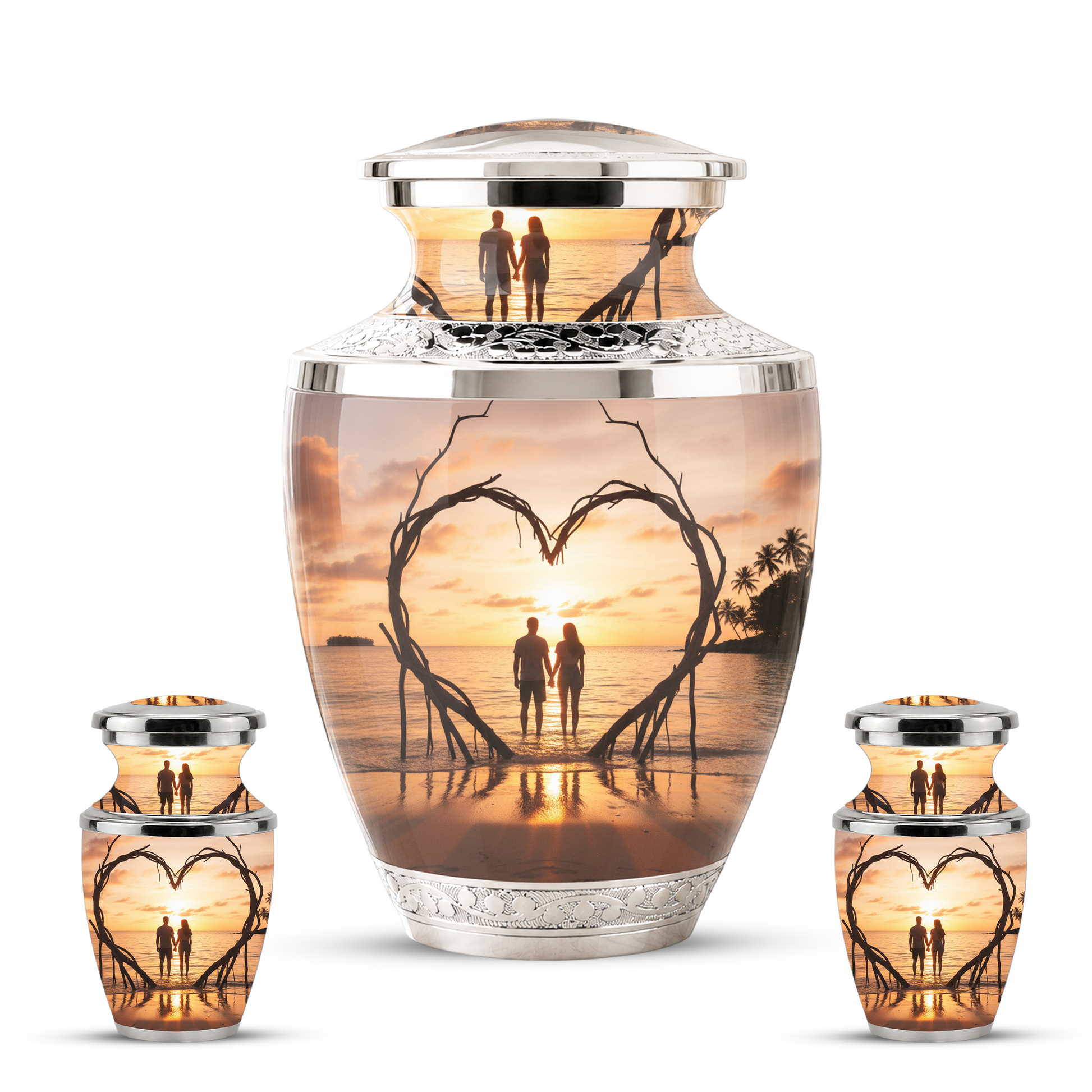 Companion Beach Sunset Memorial Urn for Ashes, Cremation Urn For Couple
