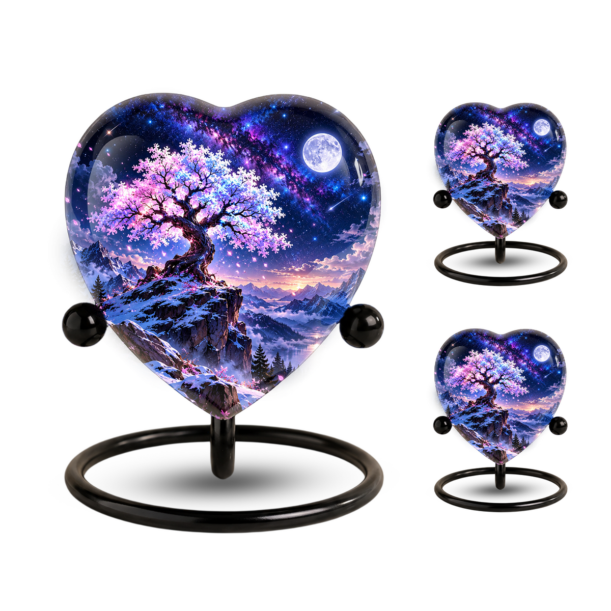 Cherry Blossom Adult Urn for Ashes, Tree of Life Memorial Urn, Pink Sakura Tree Cremation Urn