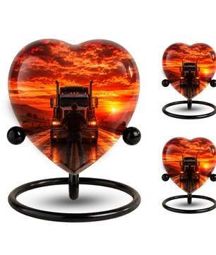 Personalized Trucker Cremation Urn for Ashes | Adult Memorial Urn for Truck Driver