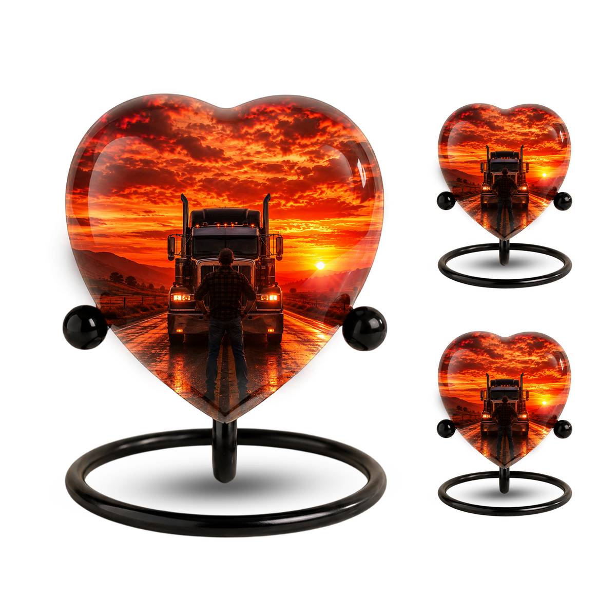 Personalized Trucker Cremation Urn for Ashes | Adult Memorial Urn for Truck Driver