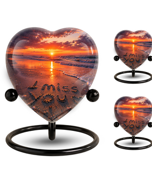 Beach Urn for Human Ashes – Ocean Sunset Beach Cremation Urn, Beach Keepsake Urn & Memorial Urn