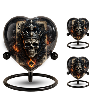 Skull King Heart Cremation Urn for Adults – Unique Adult Urn for Ashes