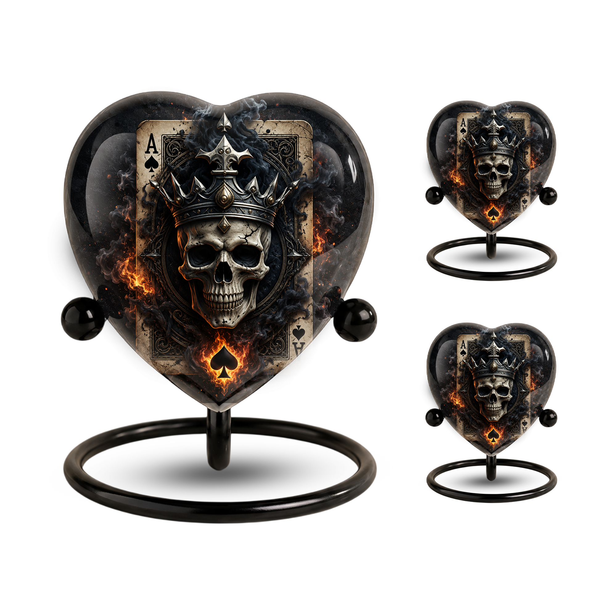 Skull King Heart Cremation Urn for Adults – Unique Adult Urn for Ashes
