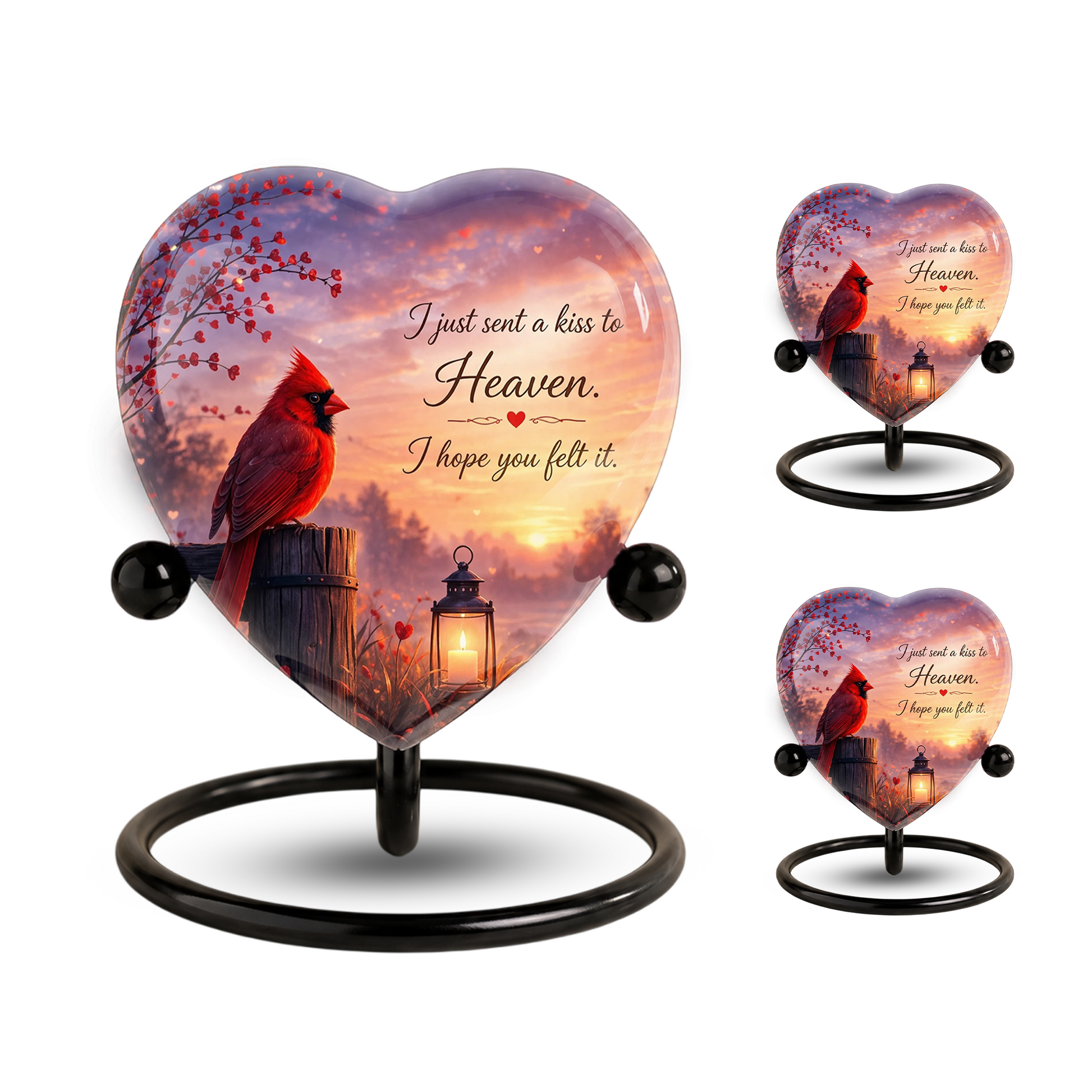 Cardinal Memorial Heart Urn, Adult Cremation Urn and Adult Urns for Ashes