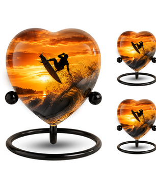 Personalized Urn for Dad, Adult Male Cremation Urn for Ashes, Surfing Memorial Urn for Father & Son