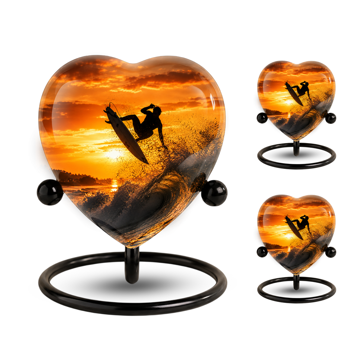 Personalized Urn for Dad, Adult Male Cremation Urn for Ashes, Surfing Memorial Urn for Father & Son