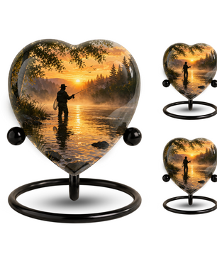 Fishing Urn for Dad – Gone Fishing Memorial Urn, Fishing Urns for Human Ashes, Keepsake Urn for Dad, Personalized Fishing Cremation Urn