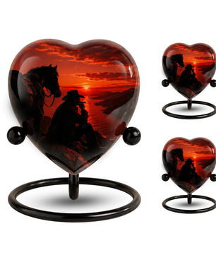 Cowboy Sunset Urn for Dad, Personalized Western Cremation Urn for Adult Male Ashes