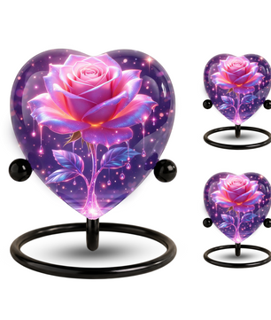 Rose Heart Urn for Mom – Personalized Keepsake Urn for Mom, Beautiful Cremation Urn for Female Ashes