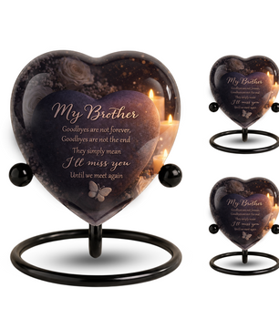Heart-Shaped Brother Memorial, Adult Cremation Urn, Adult Urns for Ashes, Brother Keepsake Urn