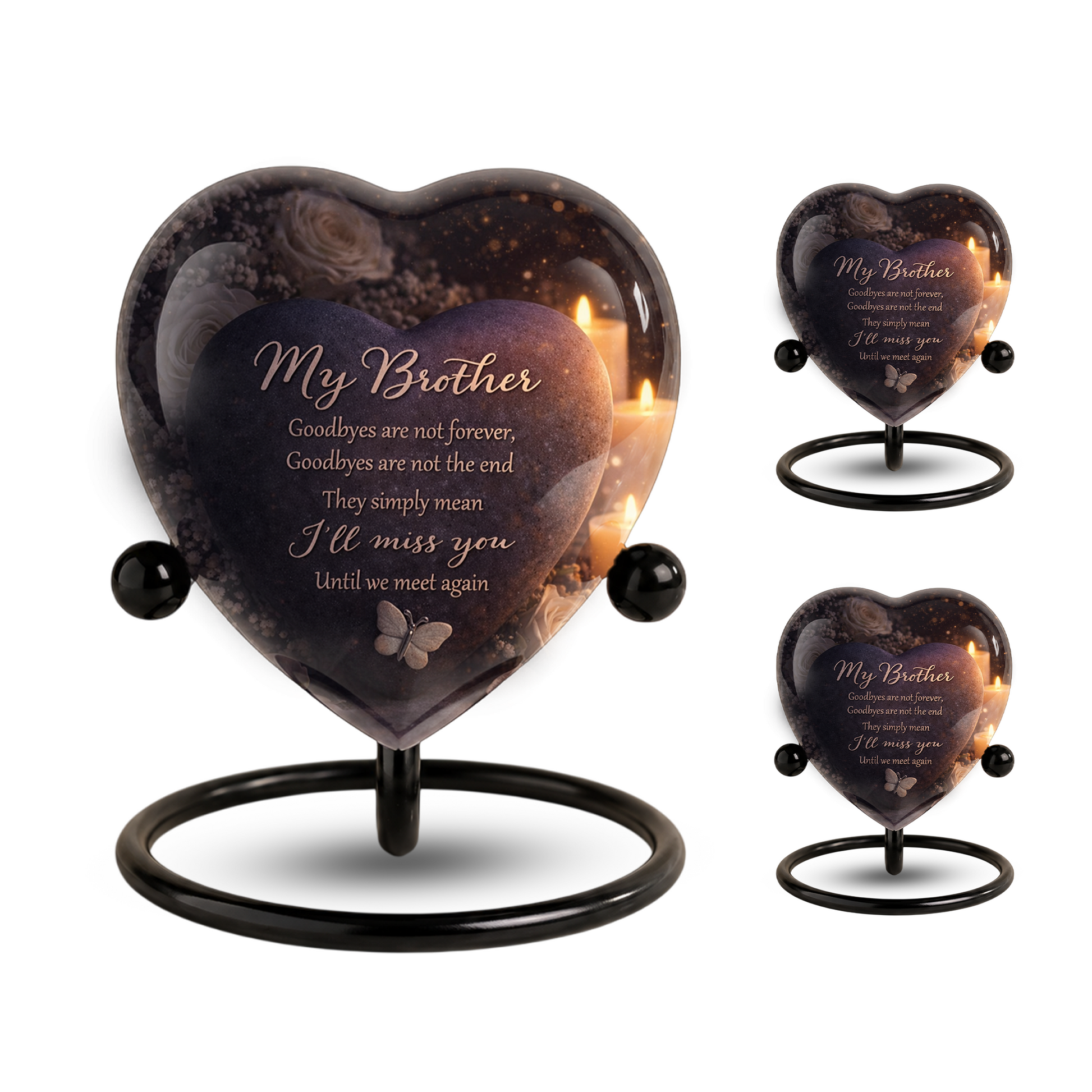 Heart-Shaped Brother Memorial, Adult Cremation Urn, Adult Urns for Ashes, Brother Keepsake Urn